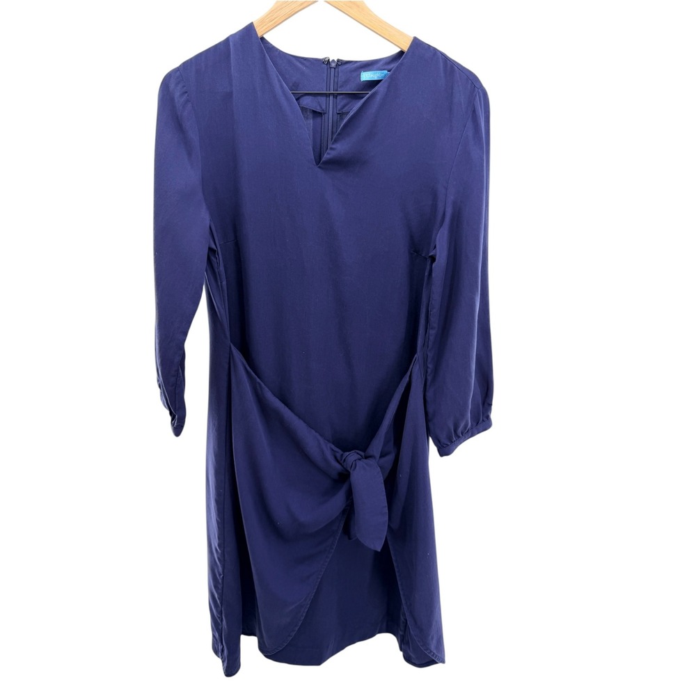 J.McLaughlin Navy Faux Wrap Shift Dress M Workwear Capsule Minimalist Business